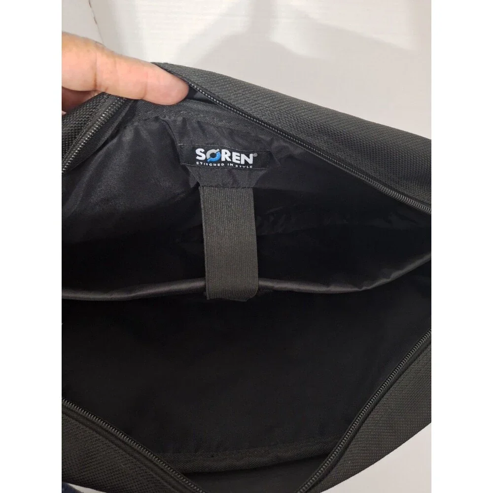 Soren Black Canvas Briefcase Messenger Security Fast Pass Laptop Bag -NEW